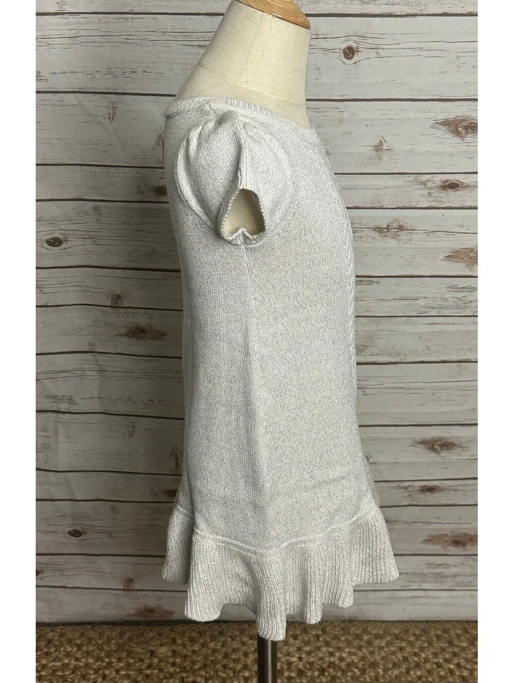Gymboree metallic gray puff sleeves ruffled hem cable-knit dress/tunic Size 6